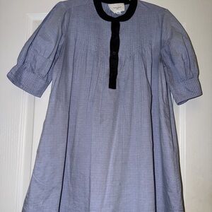 Tuckernuck: Pomander Place Light Blue Short Sleeve Dress with Navy Placket